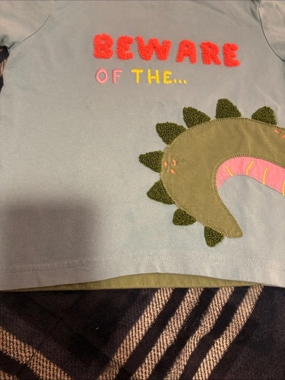 Mini Boden Light Blue Dino Applique Tee